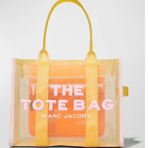 Marc Jacobs Handbags - NWT MARC JACOBS The Mesh Traveler Yellow & Pink Nylon Tote Shoulder Bag Large